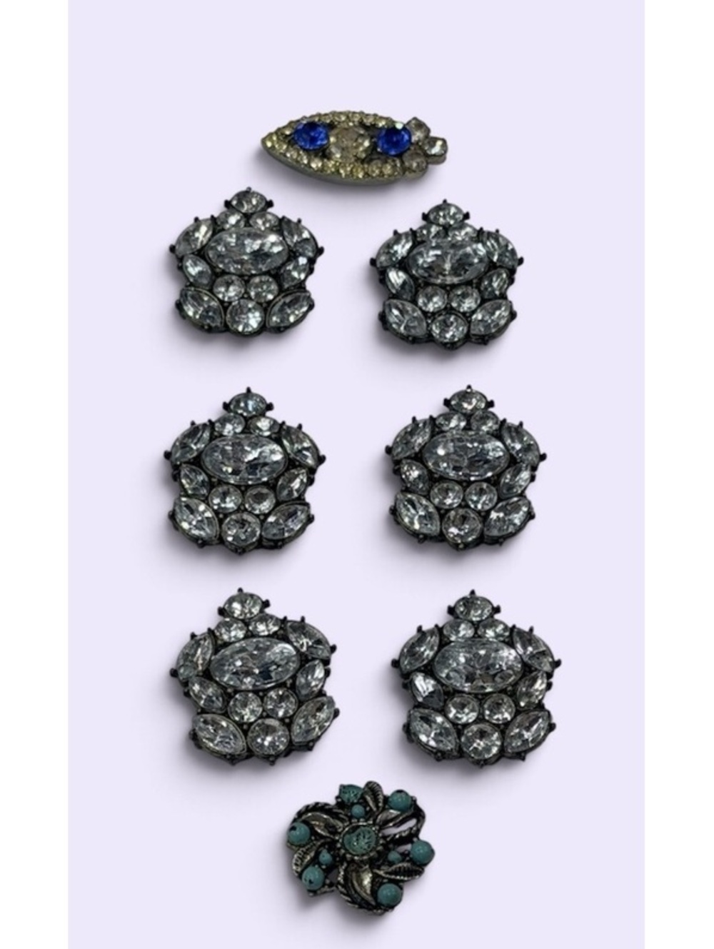 Vintage Mixed Rhinestone and Turquoise Clusters Art Decoration Crafts
